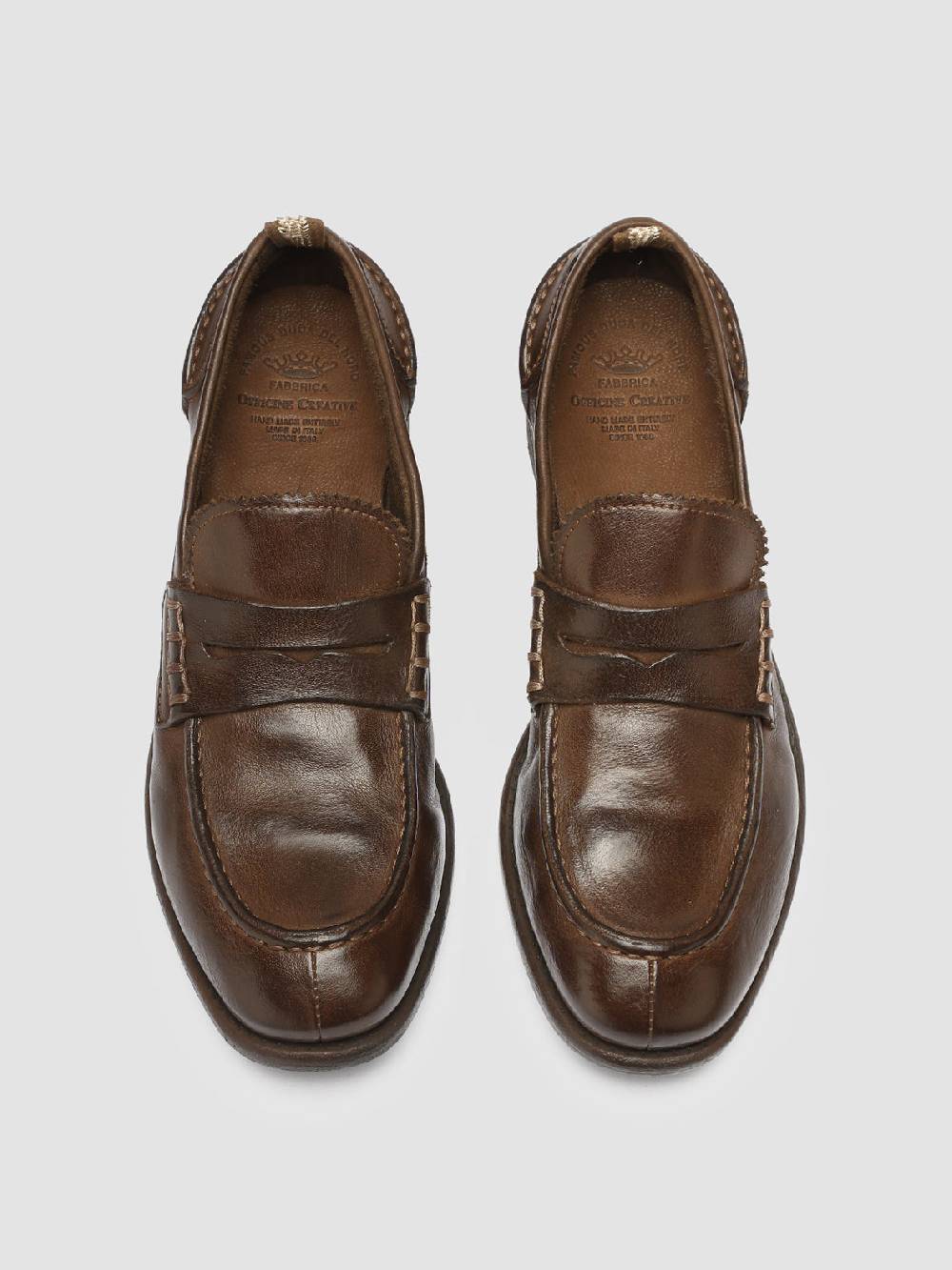 Officine Creative CALIXTE 042 Mocassini Penny in Pelle Marrone Convenienza