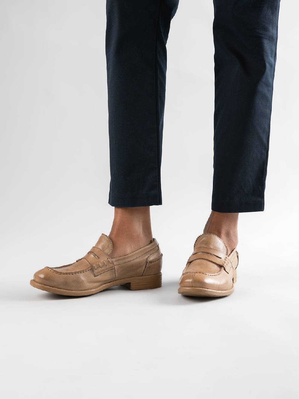 Officine Creative CALIXTE 042 Mocassini Penny Loafer in Pelle Rosa Presa