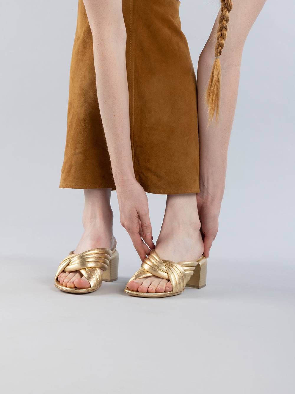 Officine Creative ETHEL 022 Sandali Slide in Pelle Oro Vendita Calda