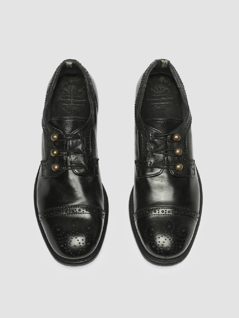 Officine Creative CALIXTE 022 Derby con Motivo Brogue in Pelle Nera Convenienza