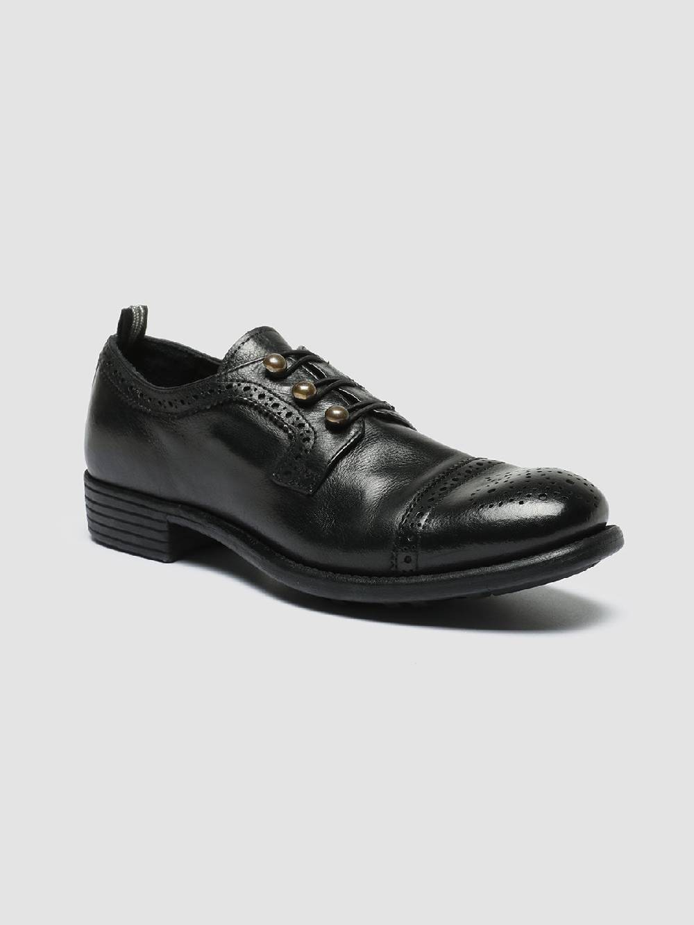 Officine Creative CALIXTE 022 Derby con Motivo Brogue in Pelle Nera Convenienza