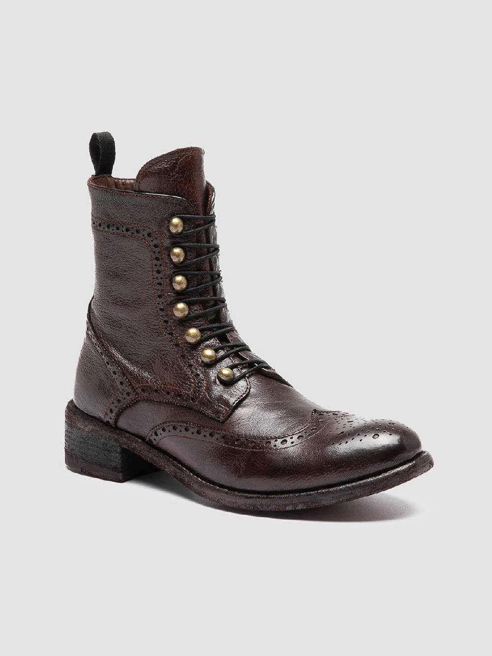 Officine Creative LISON 058 Stivali con Zip in Pelle Marrone Presa