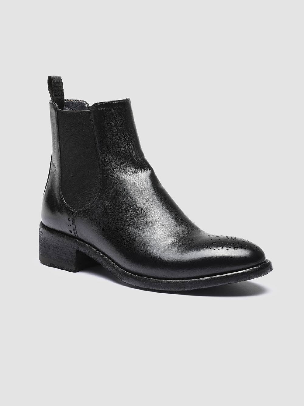 Officine Creative SELINE 002 Stivaletti Chelsea in Pelle Nera Outlet