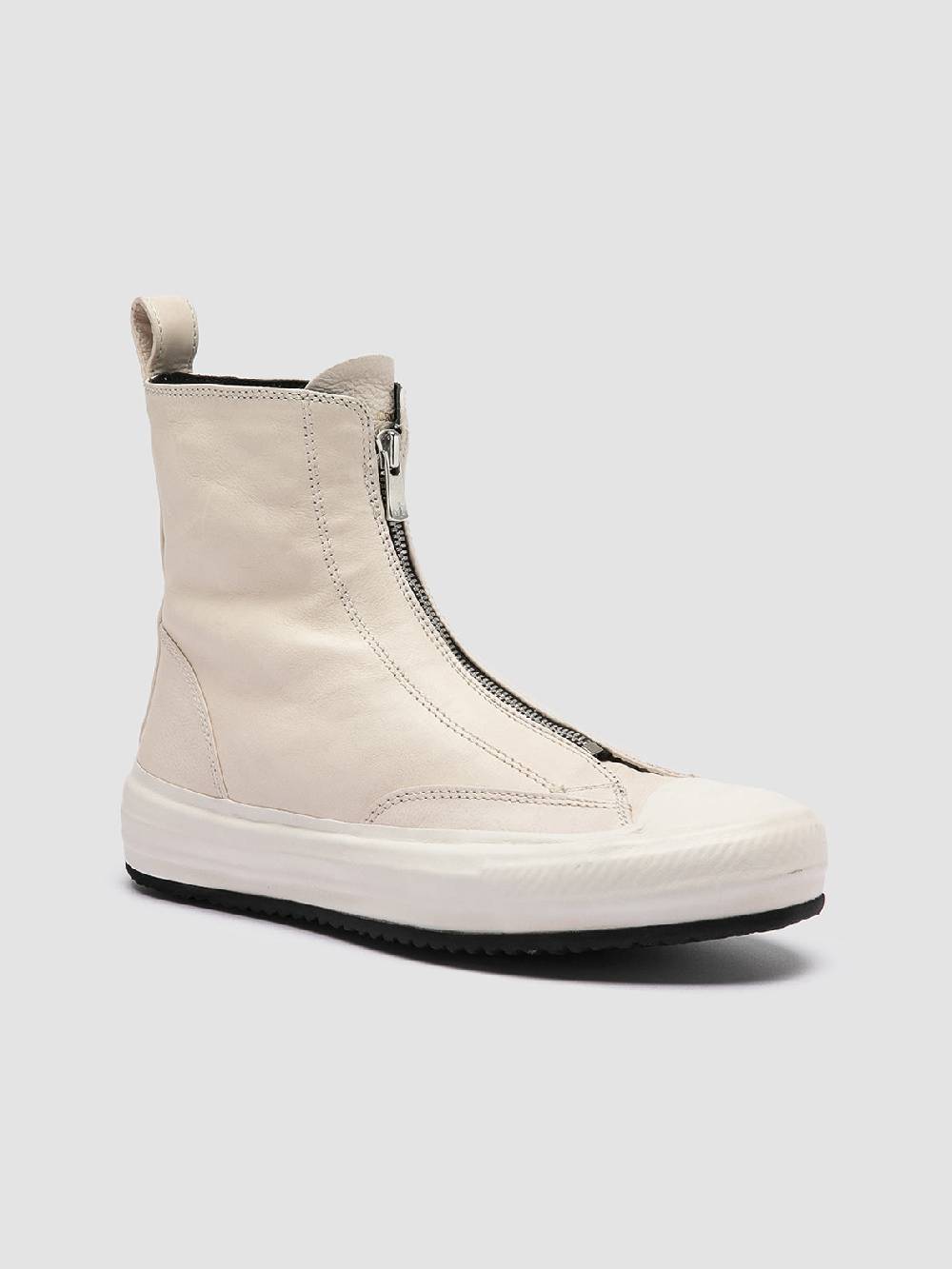 Officine Creative MES 109 Sneaker Alte in Pelle Avorio Nuovo