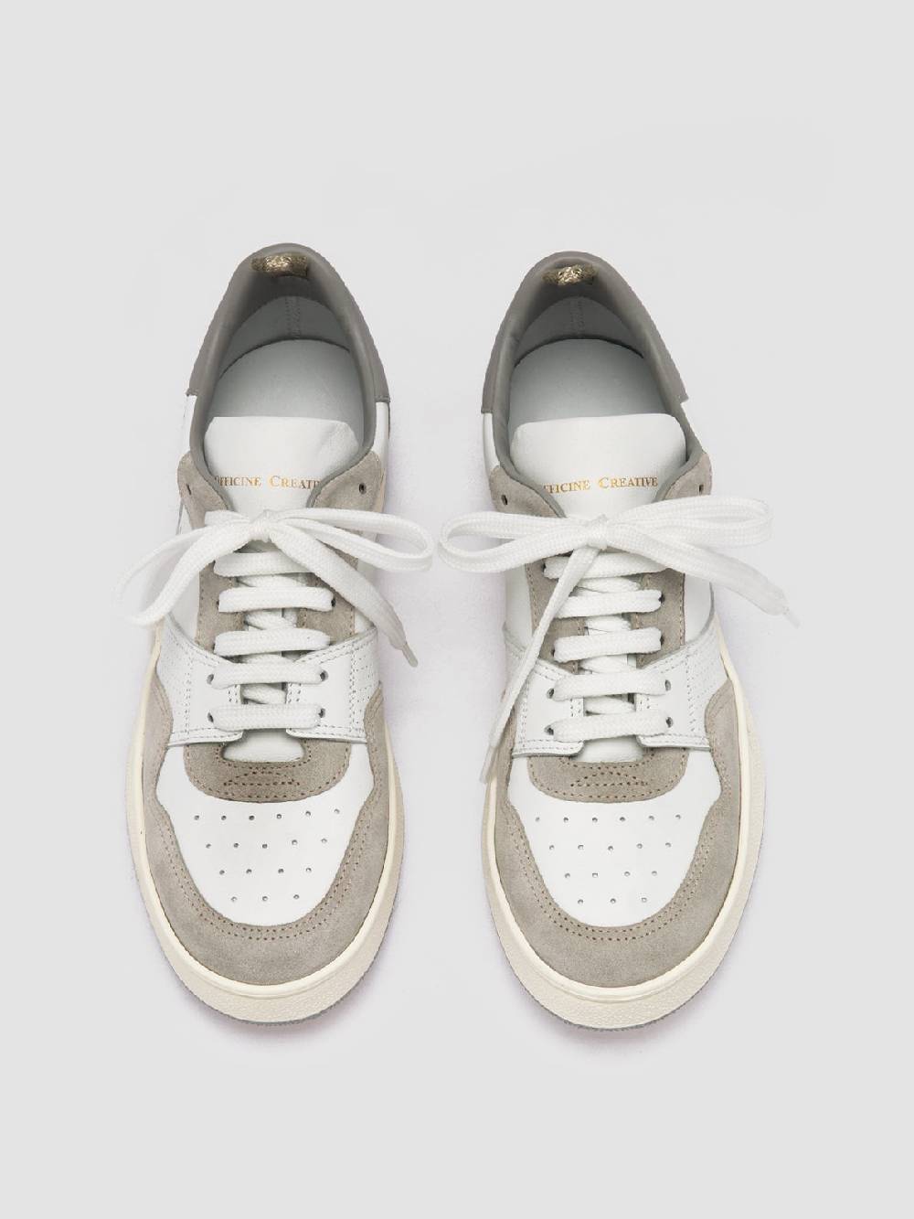 Officine Creative MOWER 120 Sneakers Basse in Pelle e Camoscio Bianca Qualità Garantita