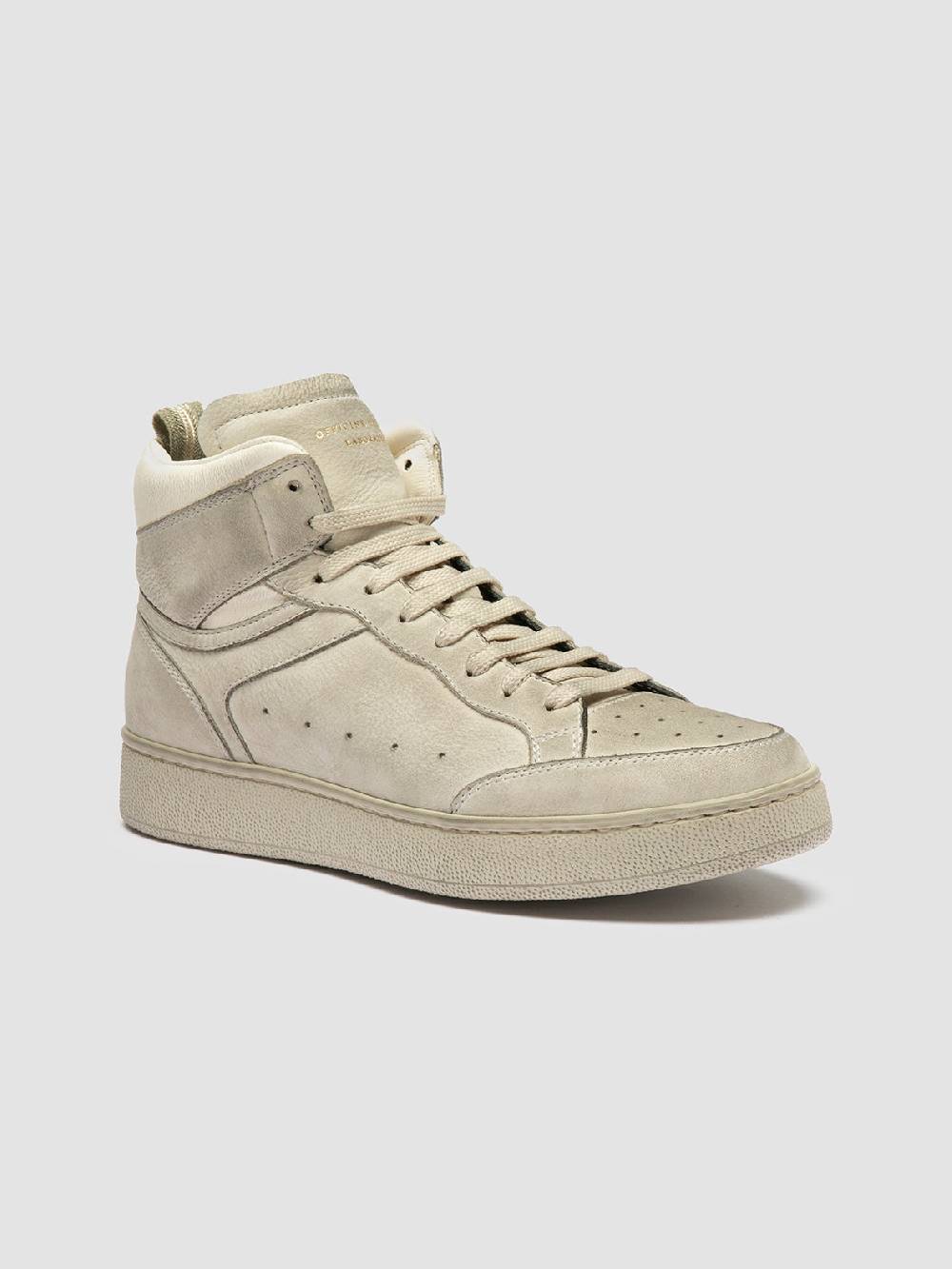 Officine Creative THE ANSWER 108 Sneaker Alte in Nabuk Bianco Sporco Negozio