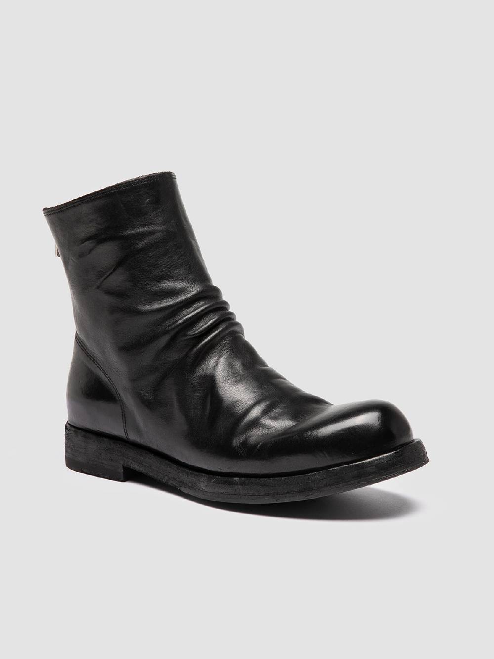Officine Creative BULLA DD 303 Stivali con Zip in Pelle Nera Moda