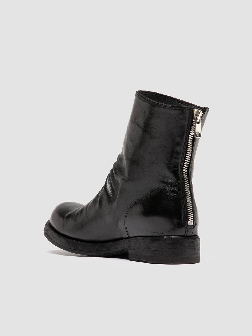 Officine Creative BULLA DD 303 Stivali con Zip in Pelle Nera Moda