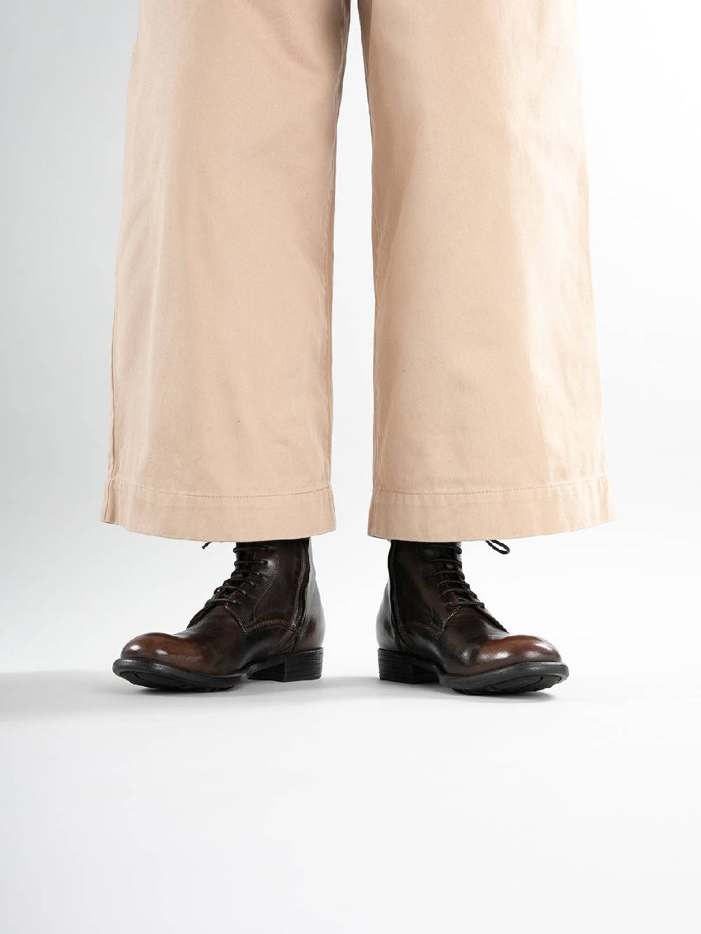 Officine Creative CALIXTE 002 Stivaletti in Pelle Marrone con Zip Italy