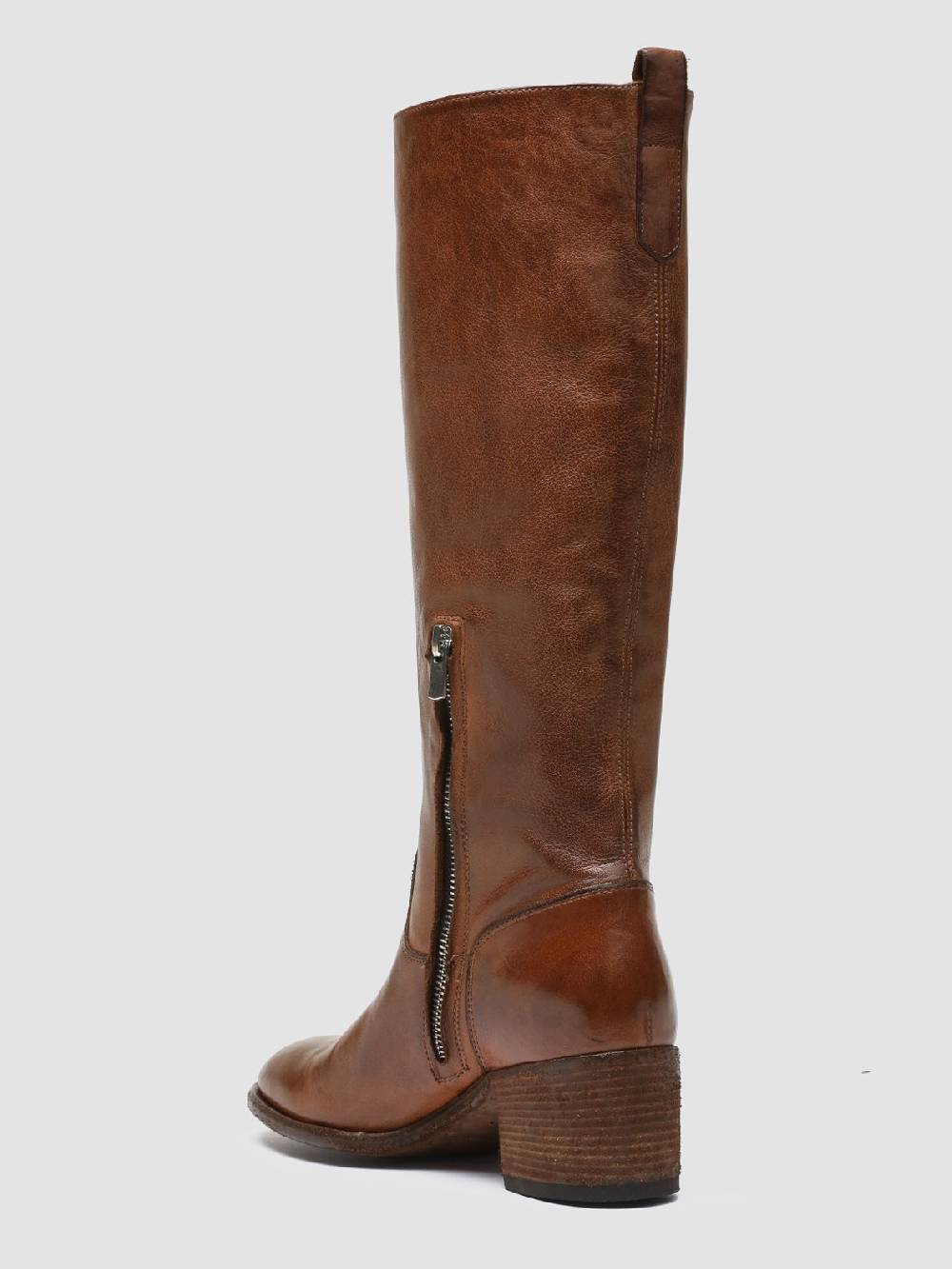 Officine Creative DENNER 116 Stivali Zip in Pelle Marrone Promozione