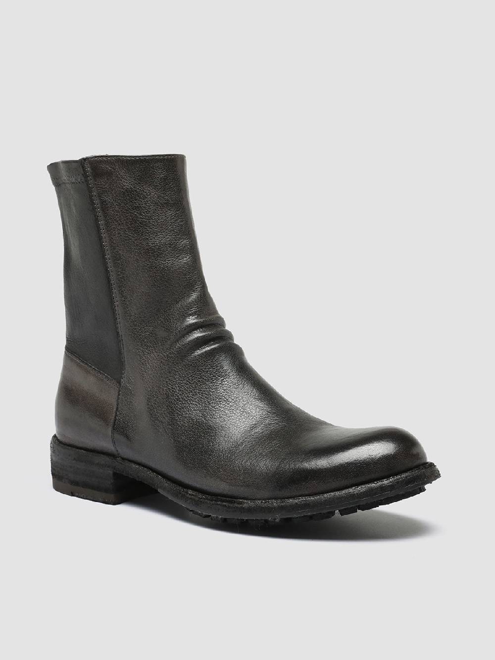 Officine Creative LEGRAND 203 Stivali Zip in Pelle Grigia Affare Del Giorno