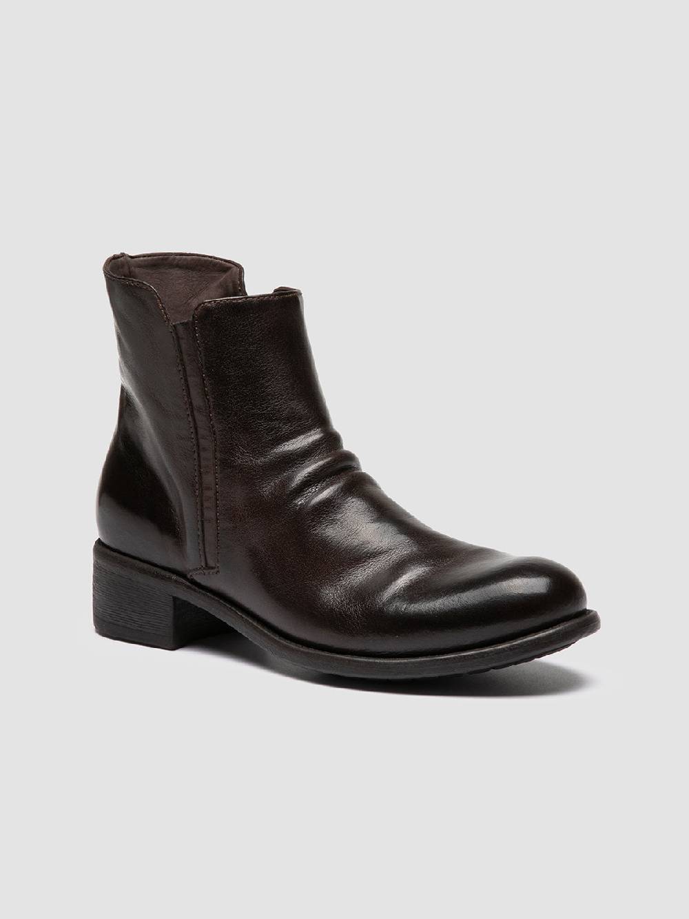 Officine Creative LIS 001 Stivali con Zip in Pelle Marrone Saldi Di Fabbrica
