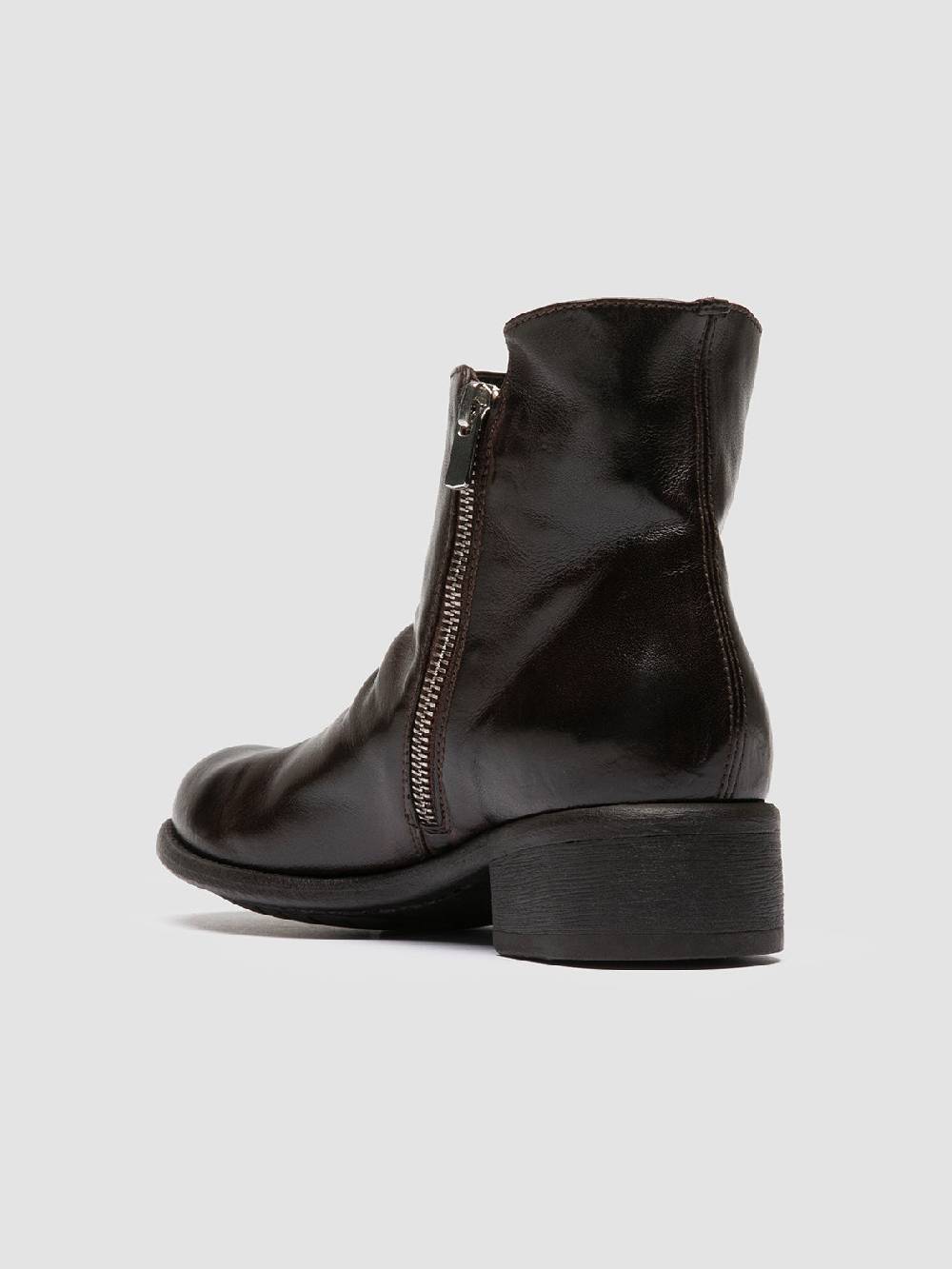 Officine Creative LIS 001 Stivali con Zip in Pelle Marrone Saldi Di Fabbrica