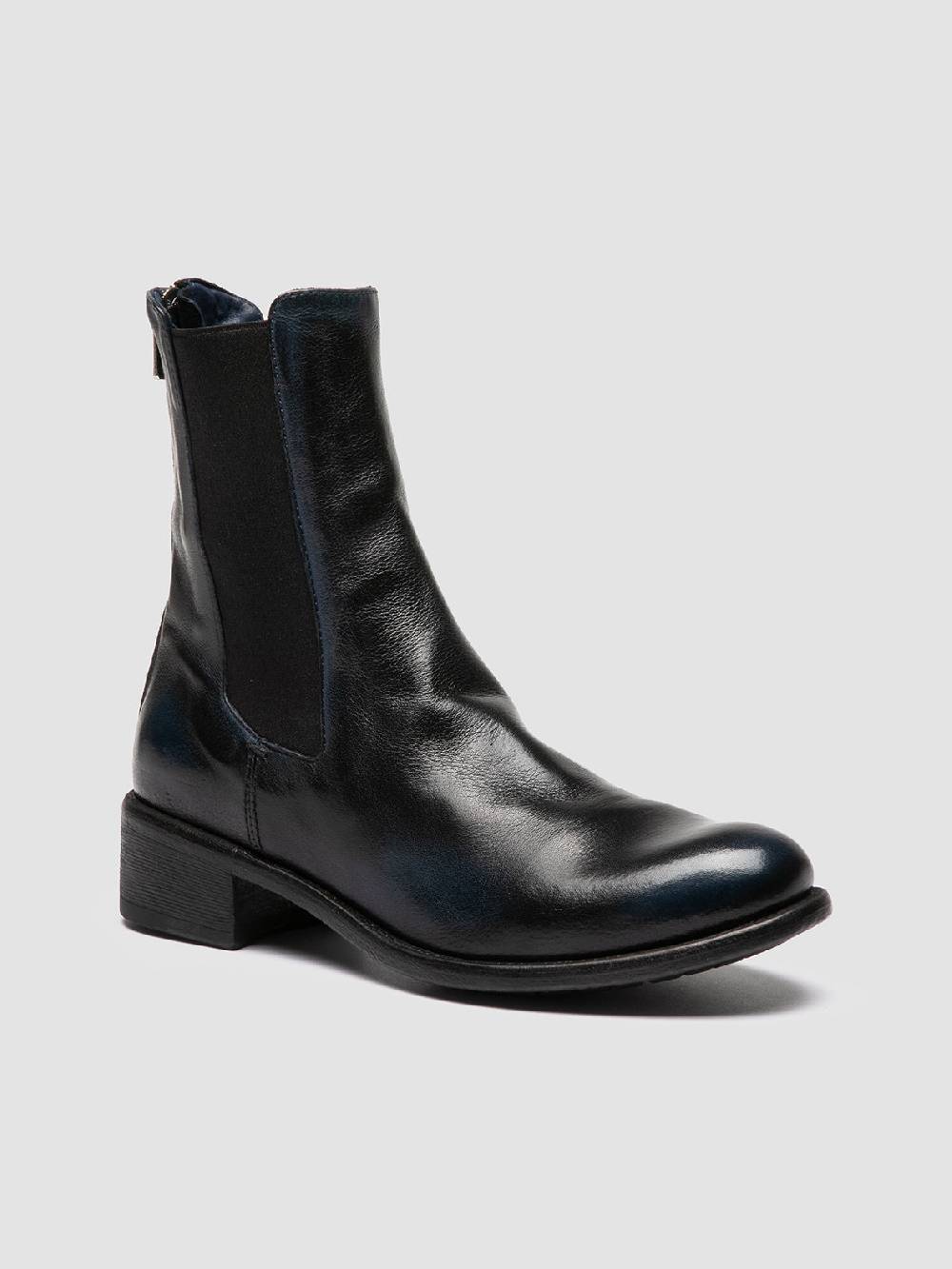 Officine Creative LIS 003 Stivaletti Chelsea in Pelle Blu Negozio