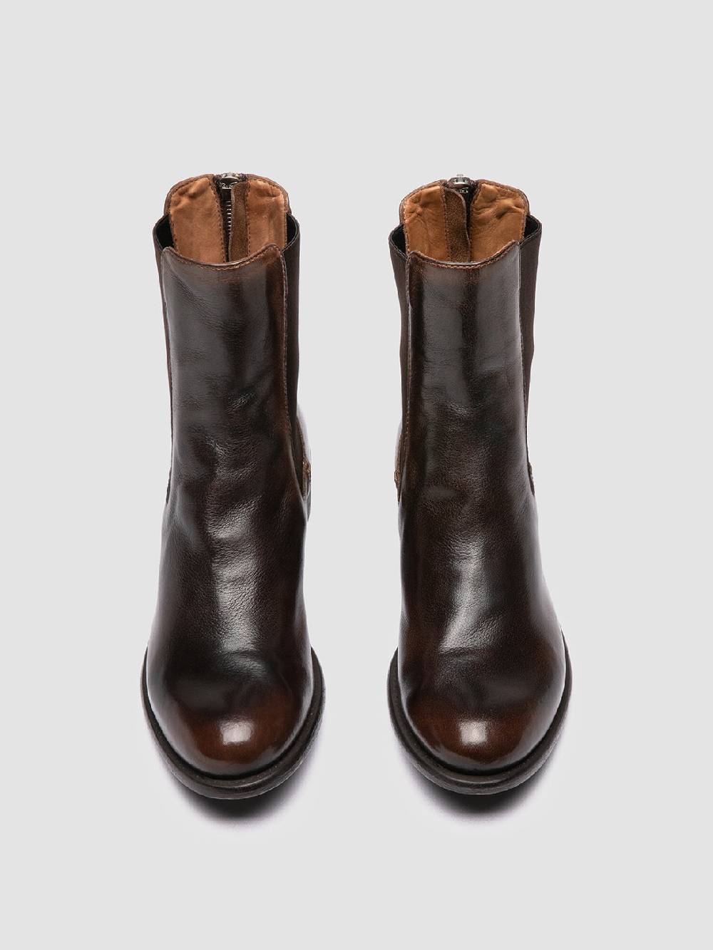 Officine Creative LIS 003 Stivaletti Chelsea in Pelle Marrone In Saldo