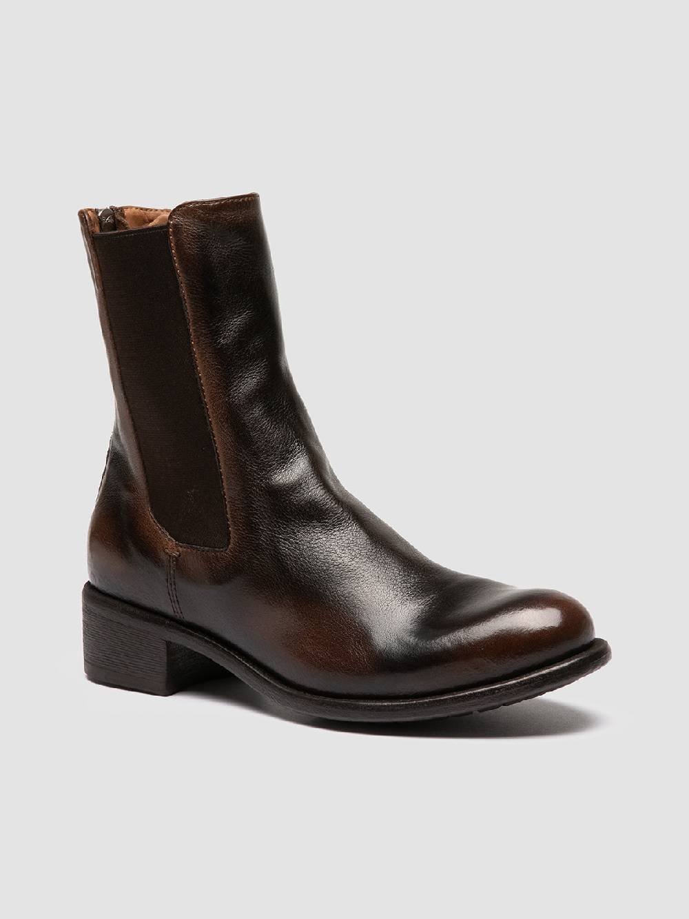Officine Creative LIS 003 Stivaletti Chelsea in Pelle Marrone In Saldo