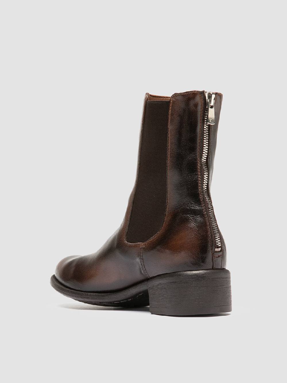Officine Creative LIS 003 Stivaletti Chelsea in Pelle Marrone In Saldo
