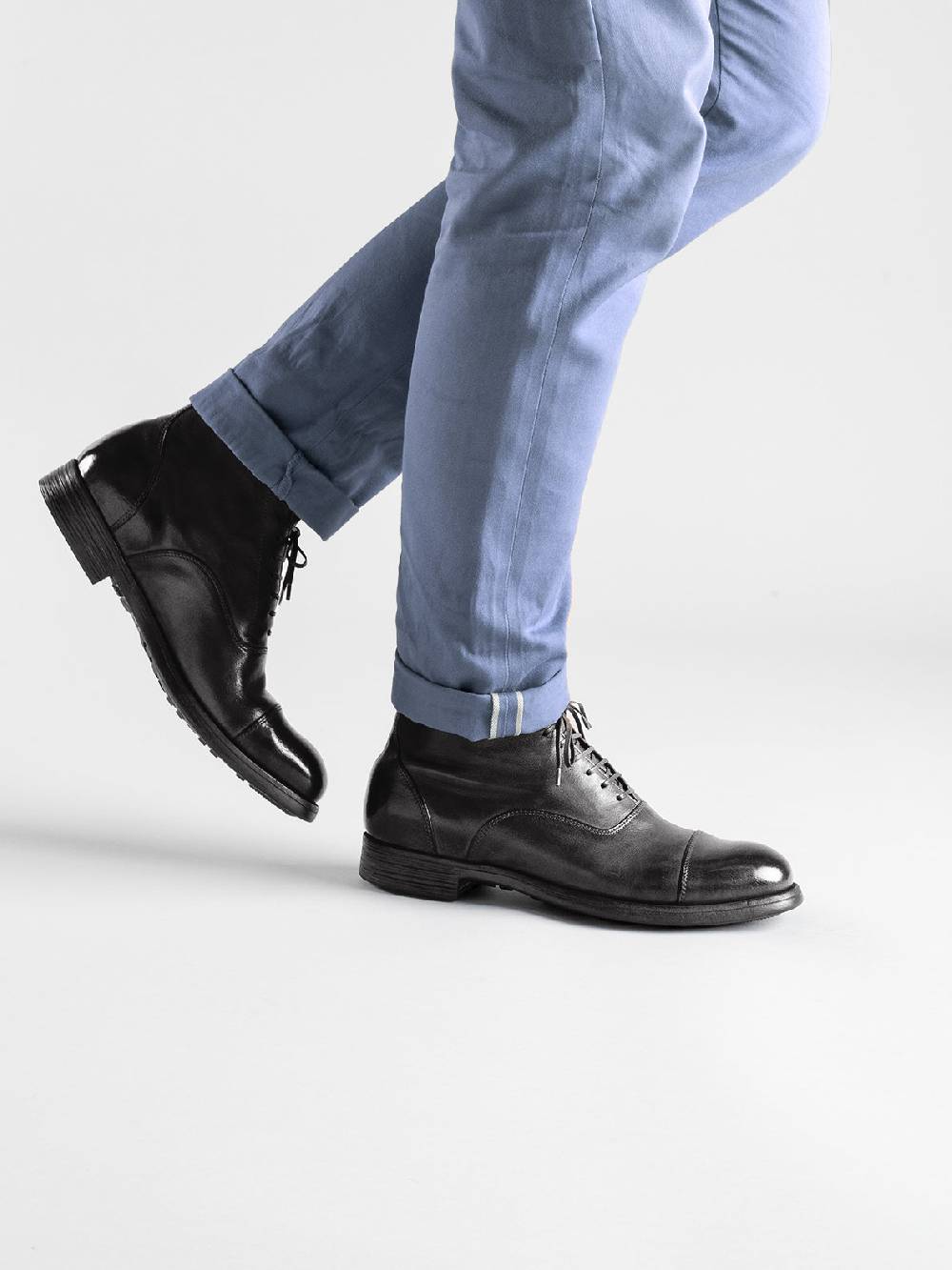 Officine Creative CHRONICLE 057 Stivali Stringati in Pelle Marrone Prezzo di fabbrica
