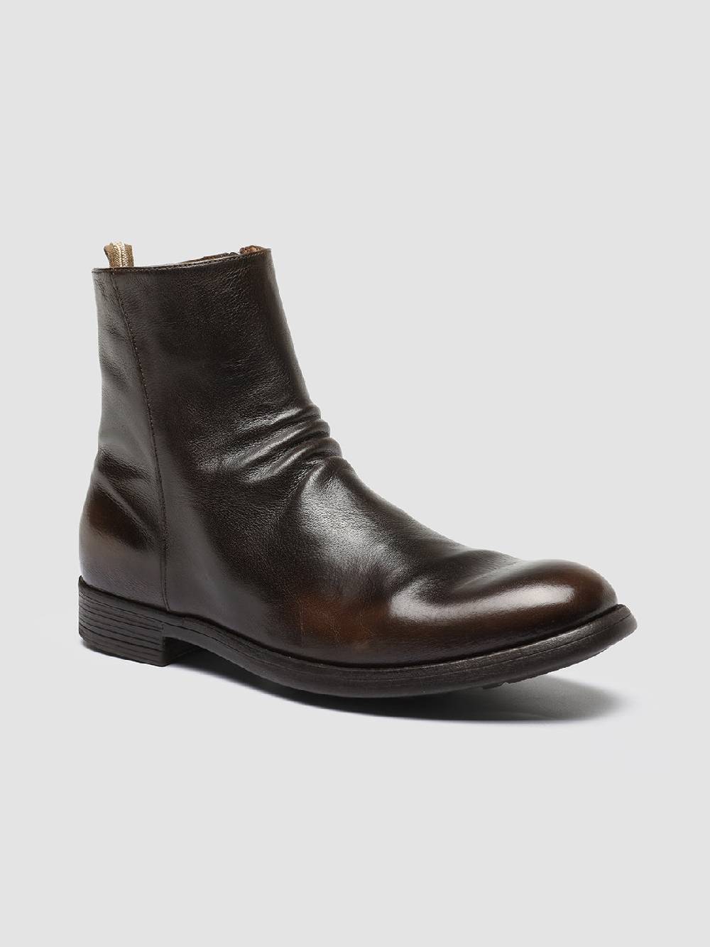 Officine Creative CHRONICLE 058 Stivali Zip in Pelle Marrone Offerta speciale