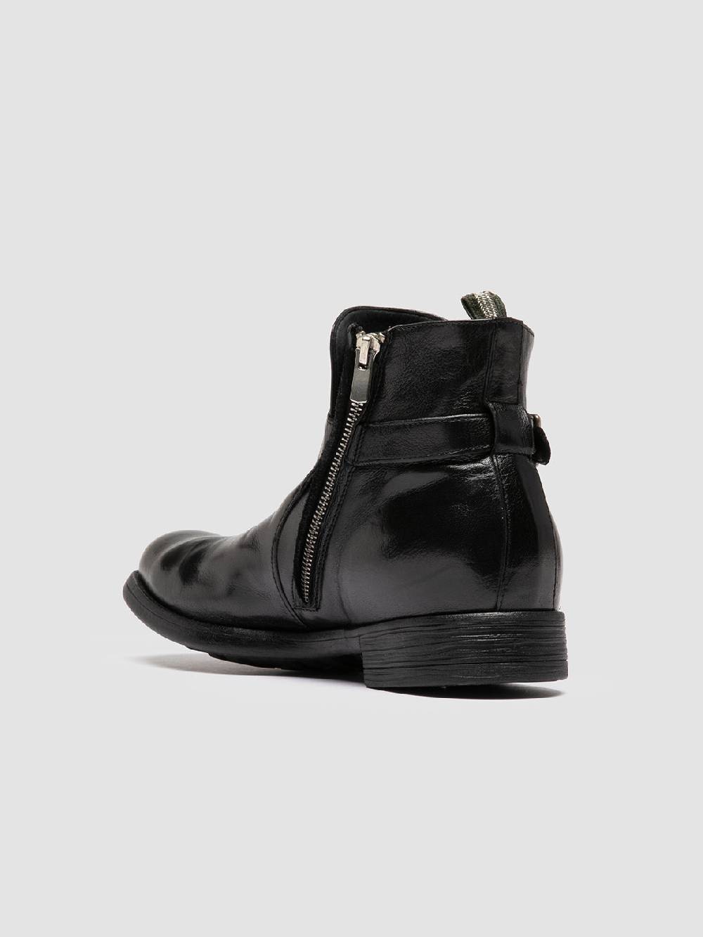 Officine Creative CHRONICLE 068 Stivali con Zip in Pelle Nera Grande vendita