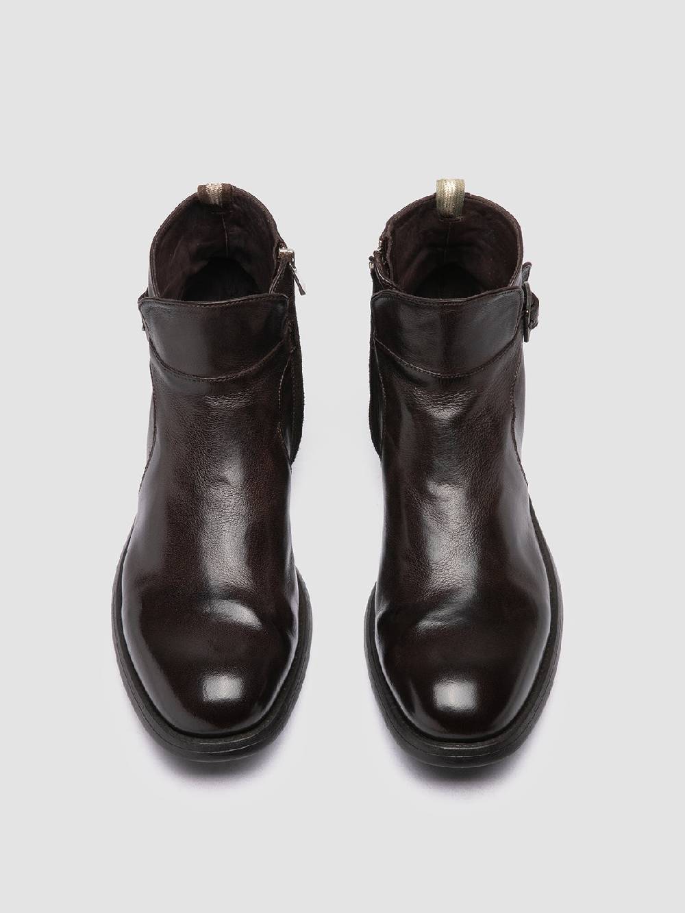 Officine Creative CHRONICLE 068 Stivali con Zip in Pelle Marrone Flash Sale