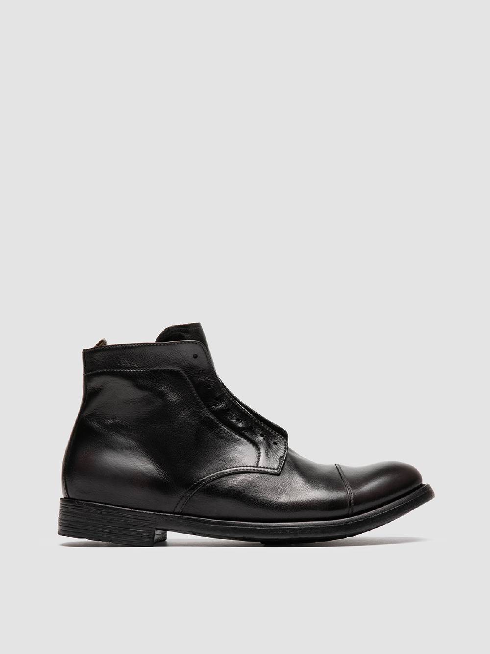 Officine Creative HIVE 005 Stivali con Zip in Pelle Nera Smaltimento dello stoccaggio