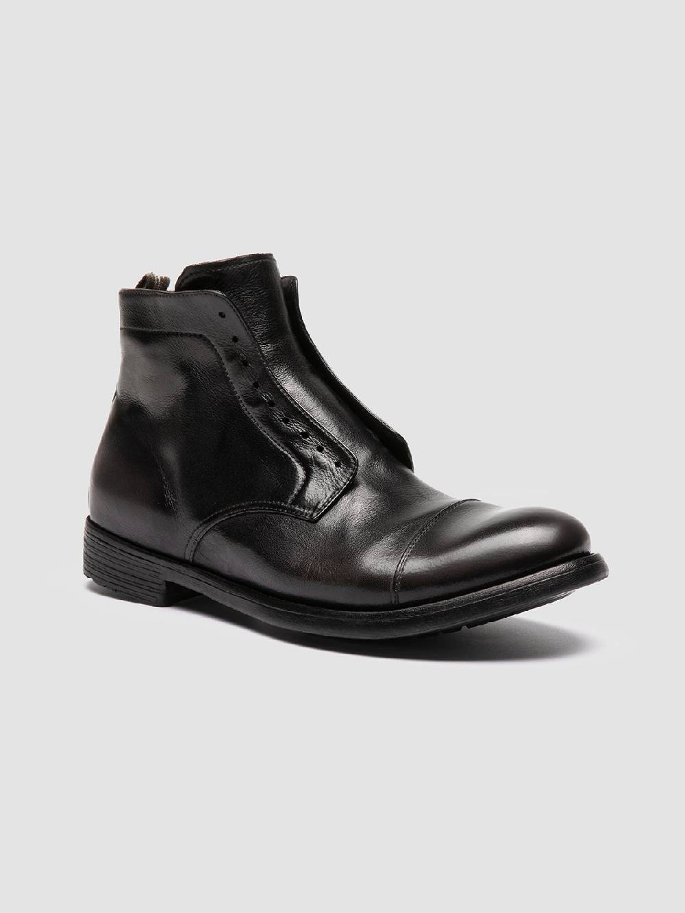 Officine Creative HIVE 005 Stivali con Zip in Pelle Nera Smaltimento dello stoccaggio