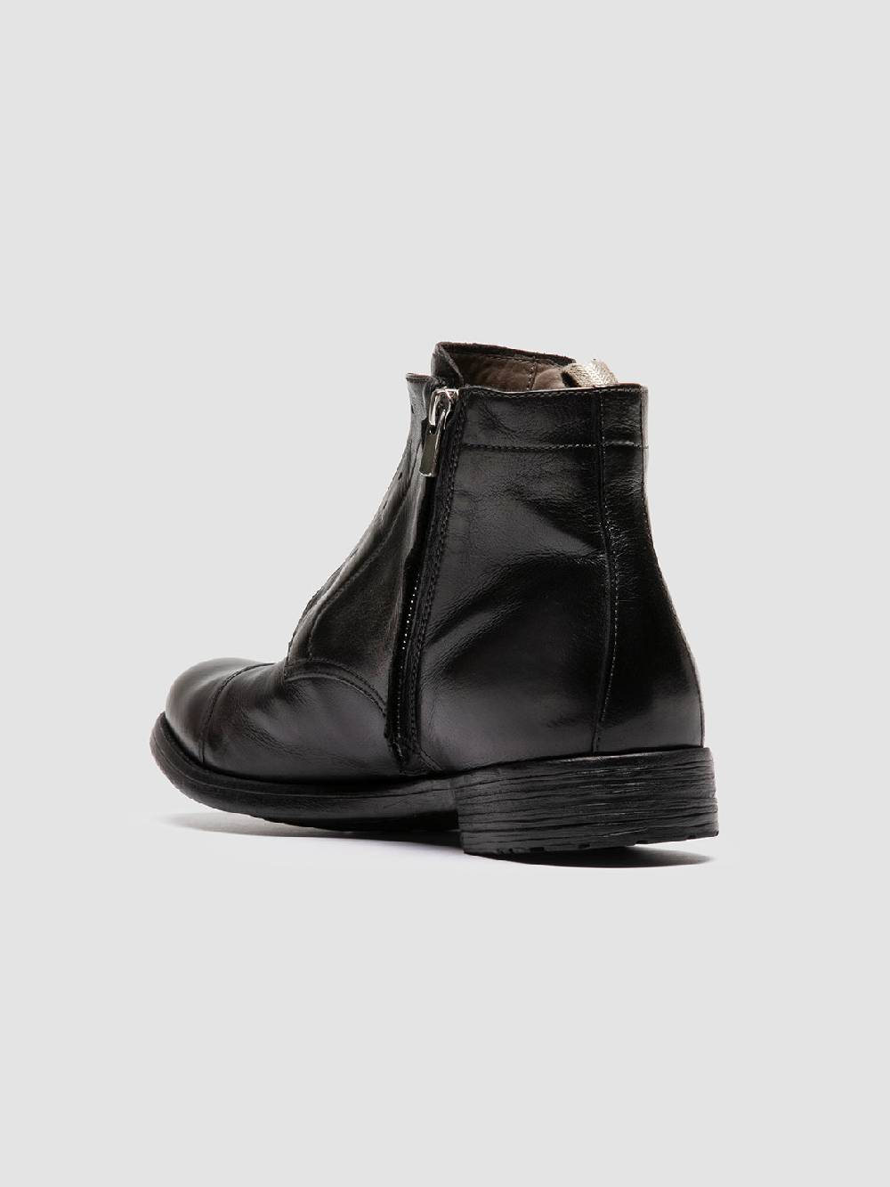 Officine Creative HIVE 005 Stivali con Zip in Pelle Nera Smaltimento dello stoccaggio