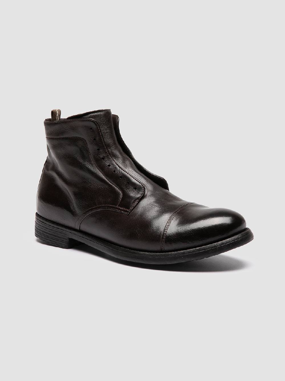 Officine Creative HIVE 005 Stivali con Zip in Pelle Marrone Vendita calda