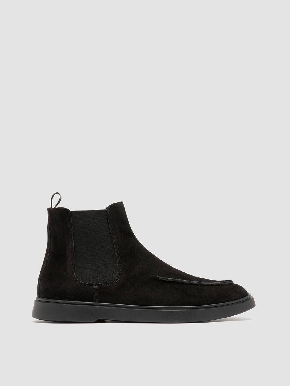 Officine Creative BONES 011 Stivaletti Chelsea in Pelle Scamosciata Nera