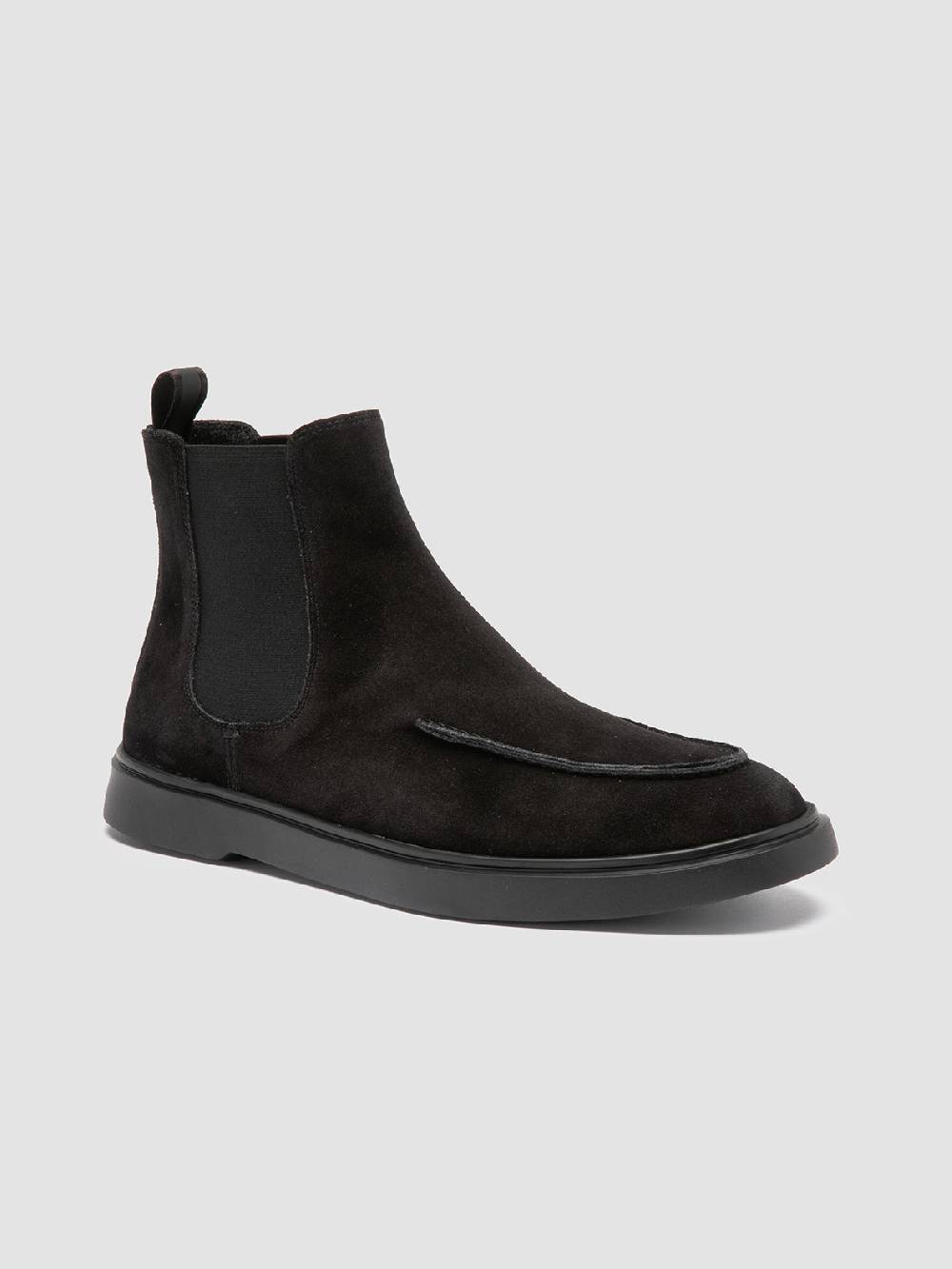 Officine Creative BONES 011 Stivaletti Chelsea in Pelle Scamosciata Nera Offerte esclusive