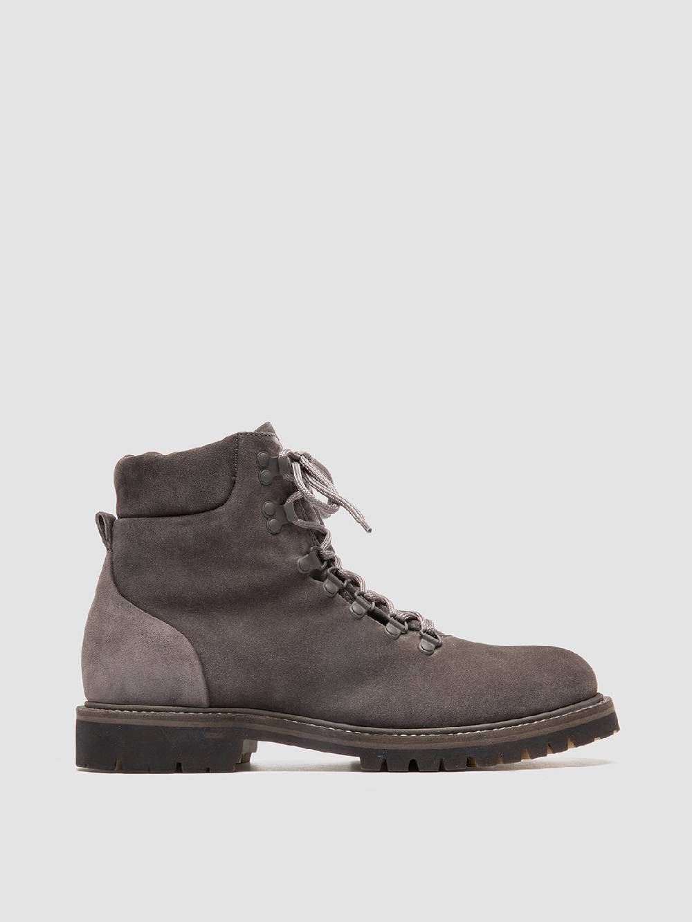 Officine Creative BOSS 006 Stivali Stringati in Camoscio Grigio Liquidazione