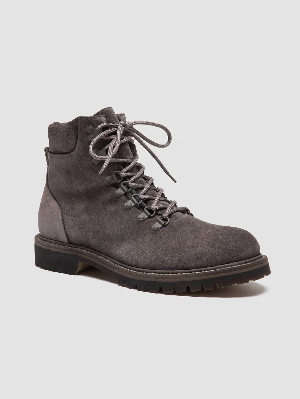 Officine Creative BOSS 006 Stivali Stringati in Camoscio Grigio Liquidazione
