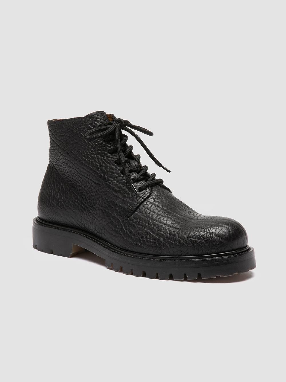 Officine Creative BOSS 011 Stivali Stringati in Pelle Nera Comprane uno, ottenene uno gratis
