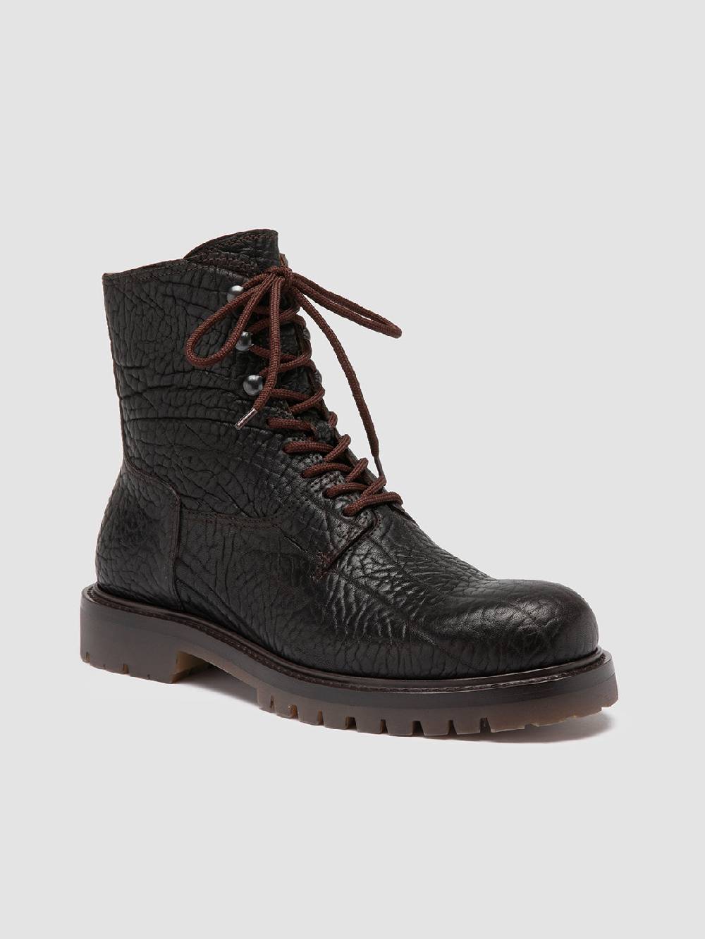 Officine Creative BOSS 012 Stivali Stringati in Pelle Marrone Offerte giornaliere