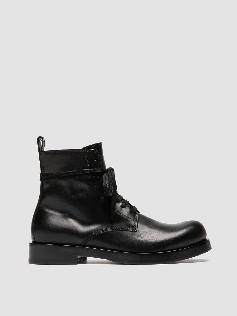 Officine Creative BULLA 002 Stivali Stringati in Pelle Nera Enormi risparmi