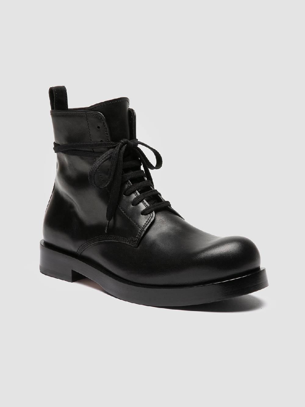 Officine Creative BULLA 002 Stivali Stringati in Pelle Nera Enormi risparmi