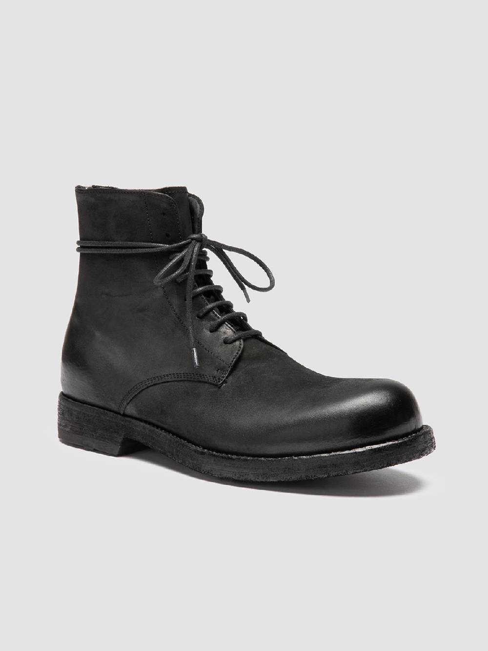 Officine Creative BULLA DD 102 Stivali Stringati in Pelle Nera Sconti VIP