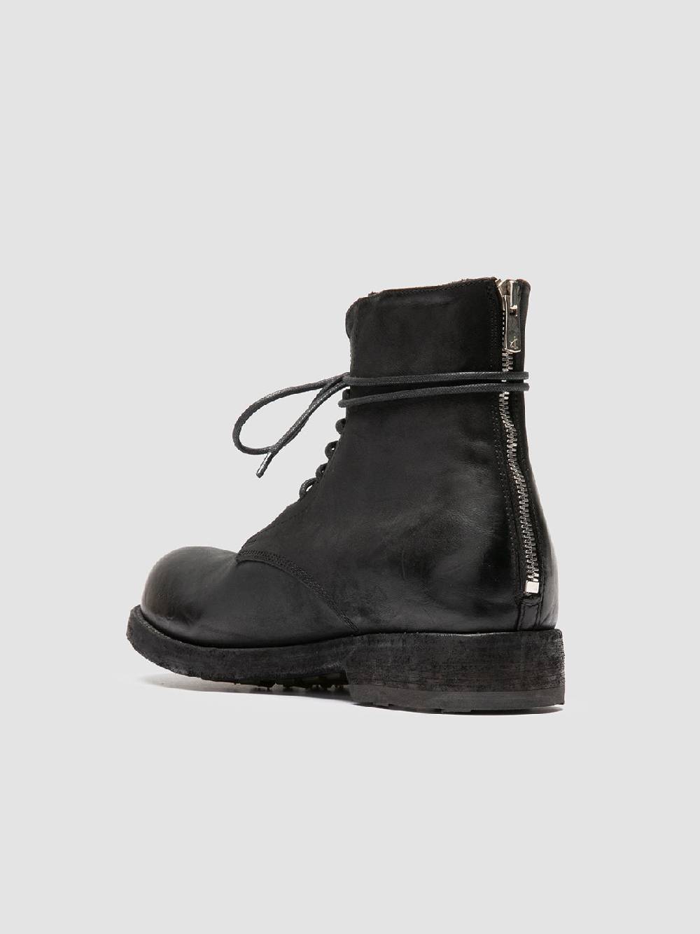 Officine Creative BULLA DD 102 Stivali Stringati in Pelle Nera Sconti VIP