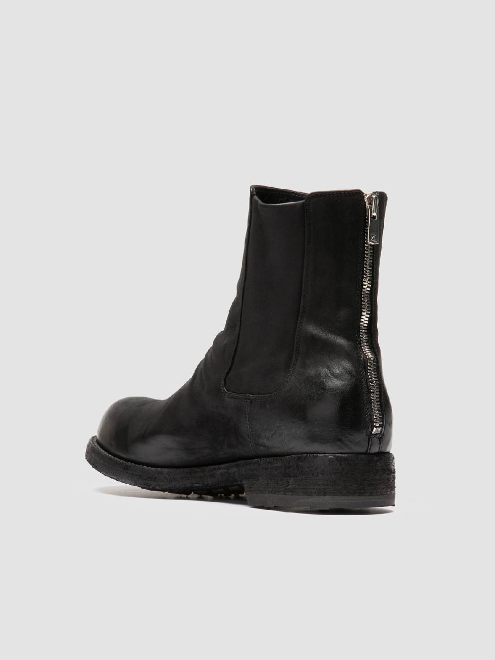 Officine Creative BULLA DD 104 Stivali con Zip in Pelle Nera Ritorno libero