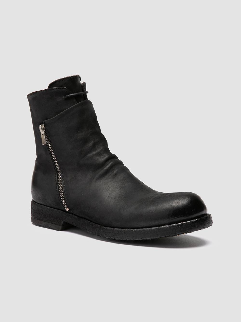 Officine Creative BULLA DD 106 Stivali con Zip in Pelle Nera Rilascio limitato