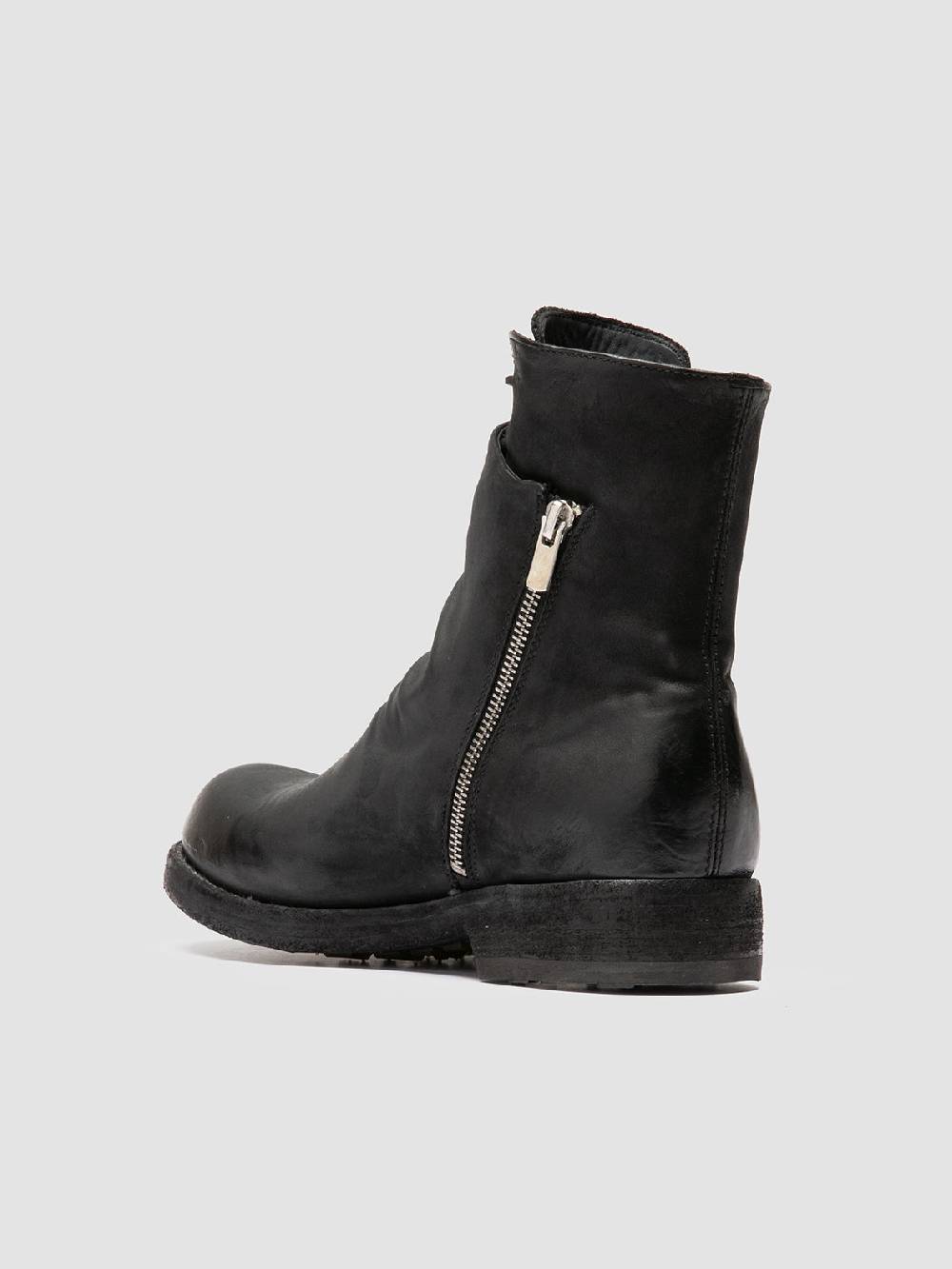 Officine Creative BULLA DD 106 Stivali con Zip in Pelle Nera Rilascio limitato