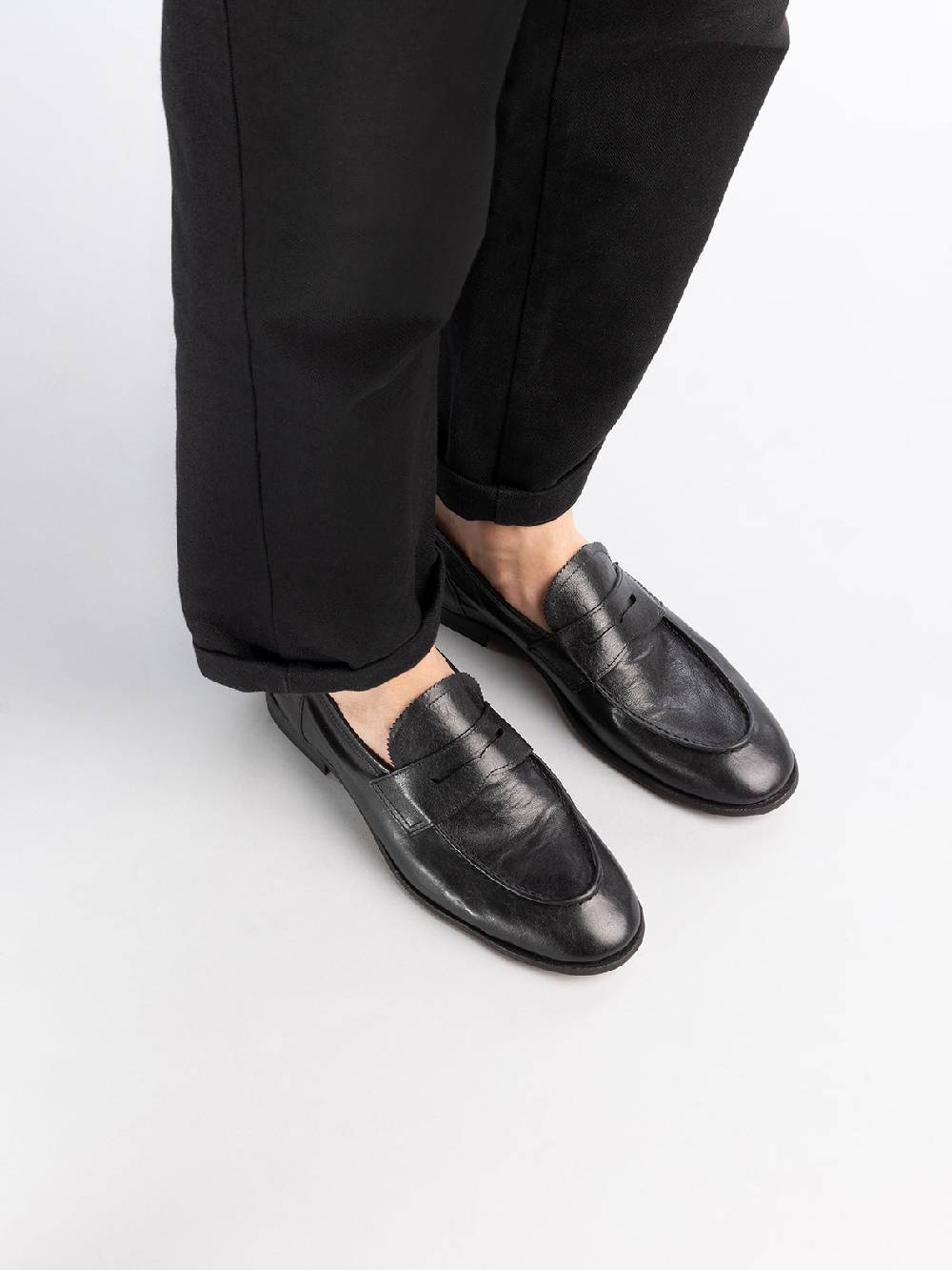 Officine Creative SOLITUDE 001 Mocassini Penny in Pelle Nera Offerta speciale della fabbrica