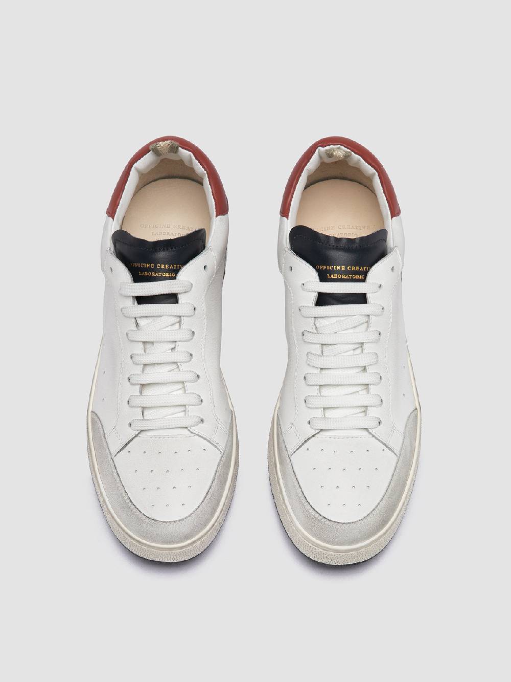Officine Creative THE ANSWER 001 Sneaker Basse in Camoscio e Pelle Bianca Officina