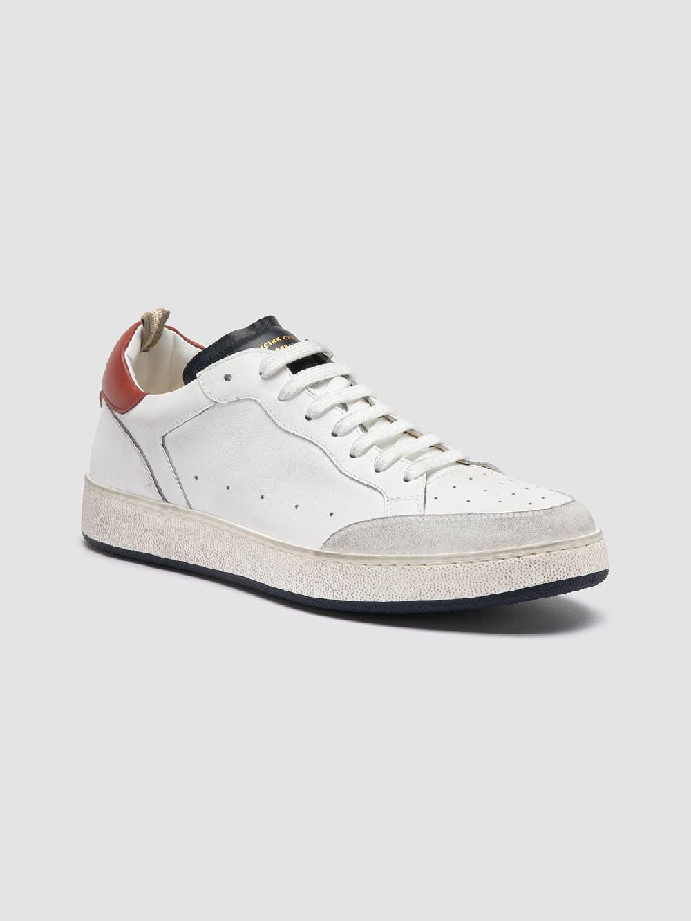 Officine Creative THE ANSWER 001 Sneaker Basse in Camoscio e Pelle Bianca Officina