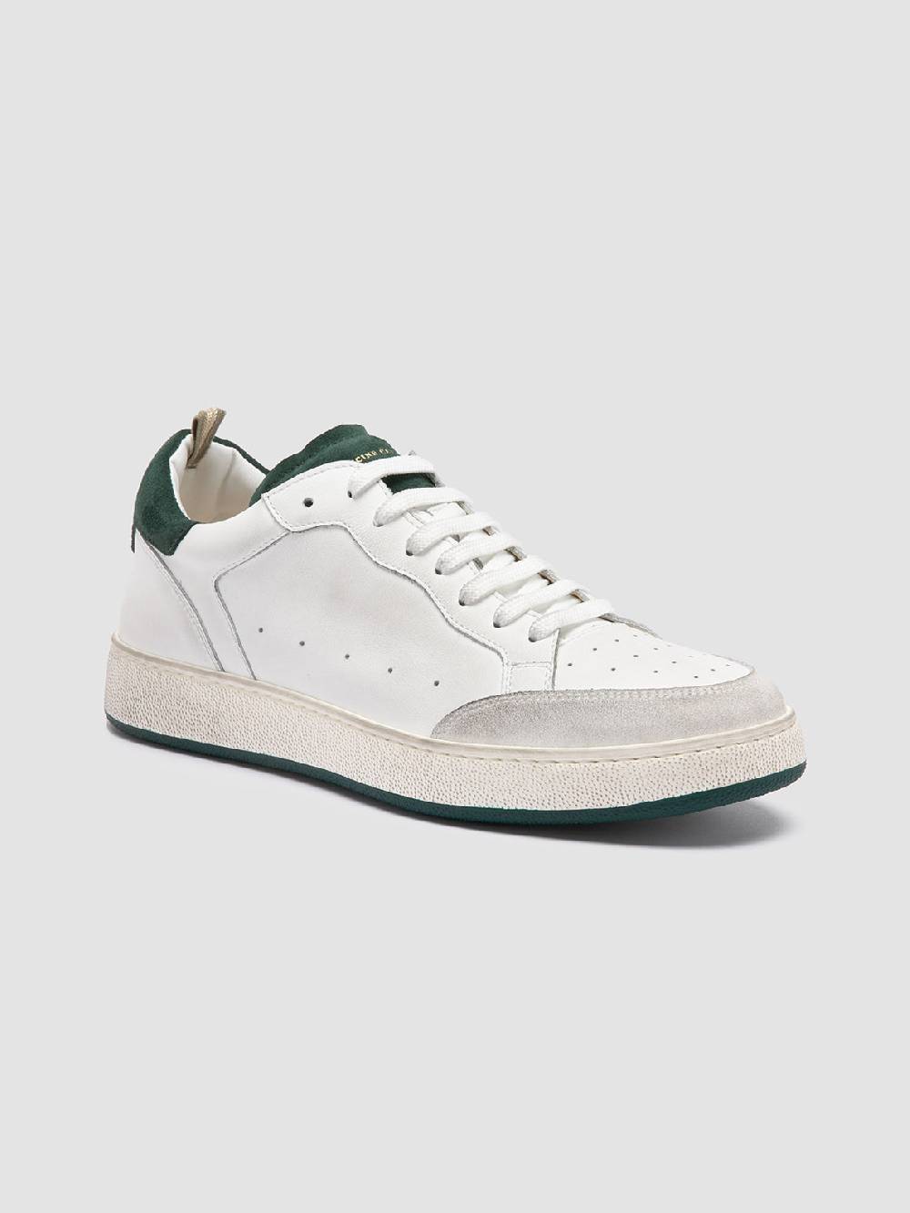 Officine Creative THE ANSWER 001 Sneaker Basse in Camoscio e Pelle Bianca Esporta salva