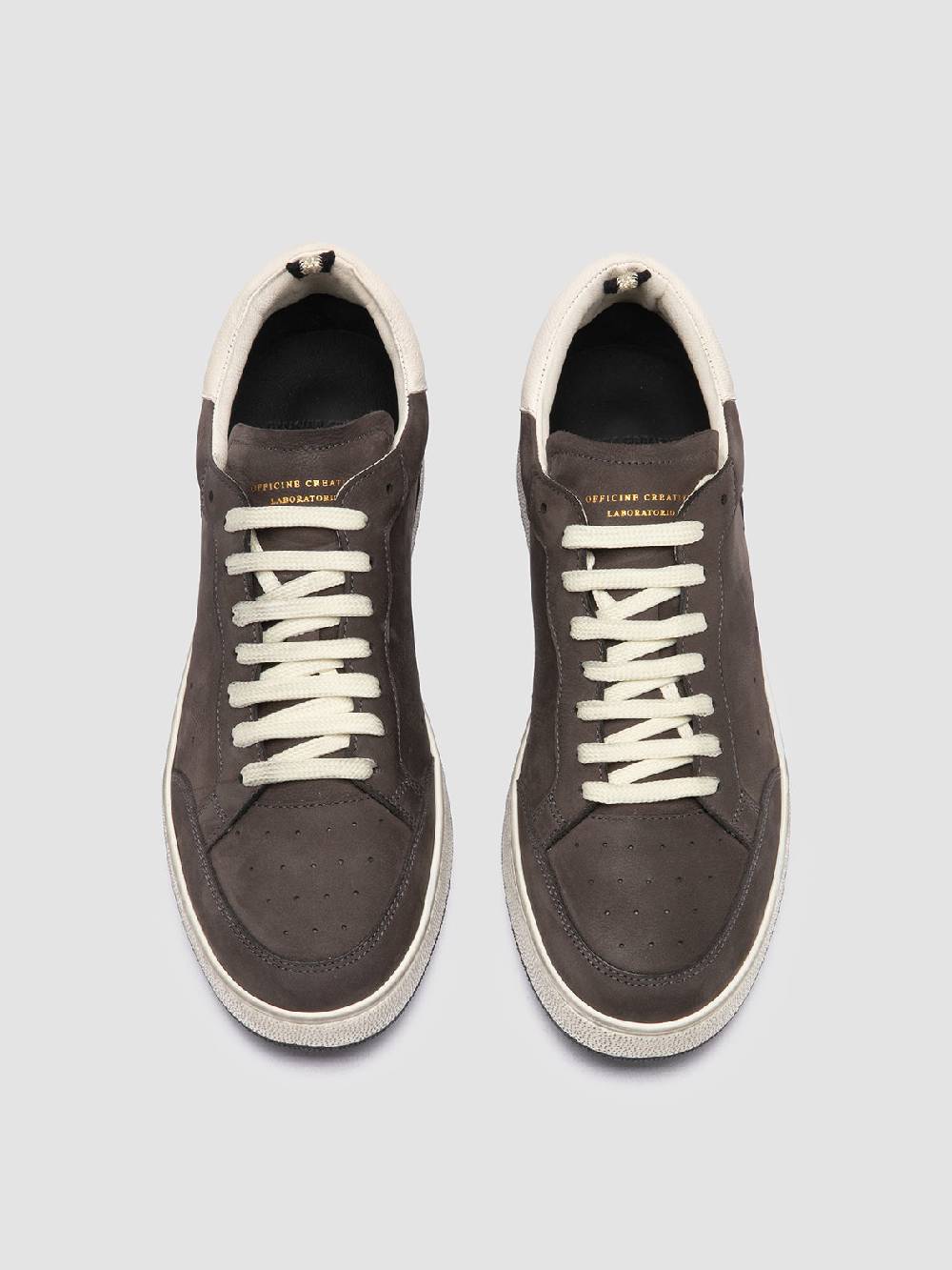 Officine Creative THE ANSWER 002 Sneaker Basse in Camoscio e Pelle Nera Black Friday Prezzi