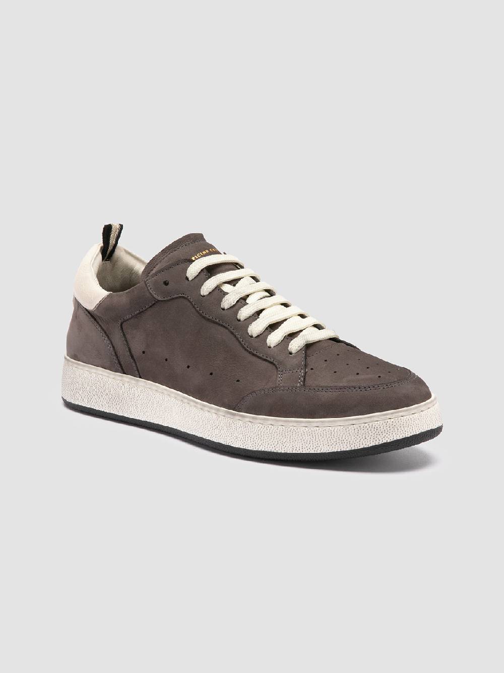 Officine Creative THE ANSWER 002 Sneaker Basse in Camoscio e Pelle Nera Black Friday Prezzi