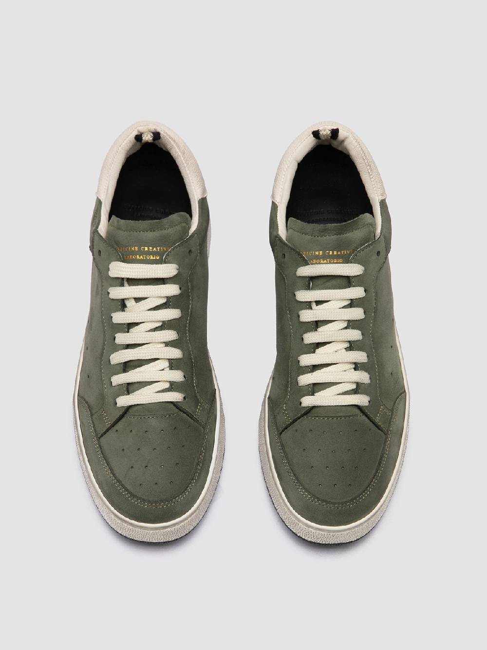 Officine Creative THE ANSWER 002 Sneaker Basse in Camoscio e Pelle Verde In vendita