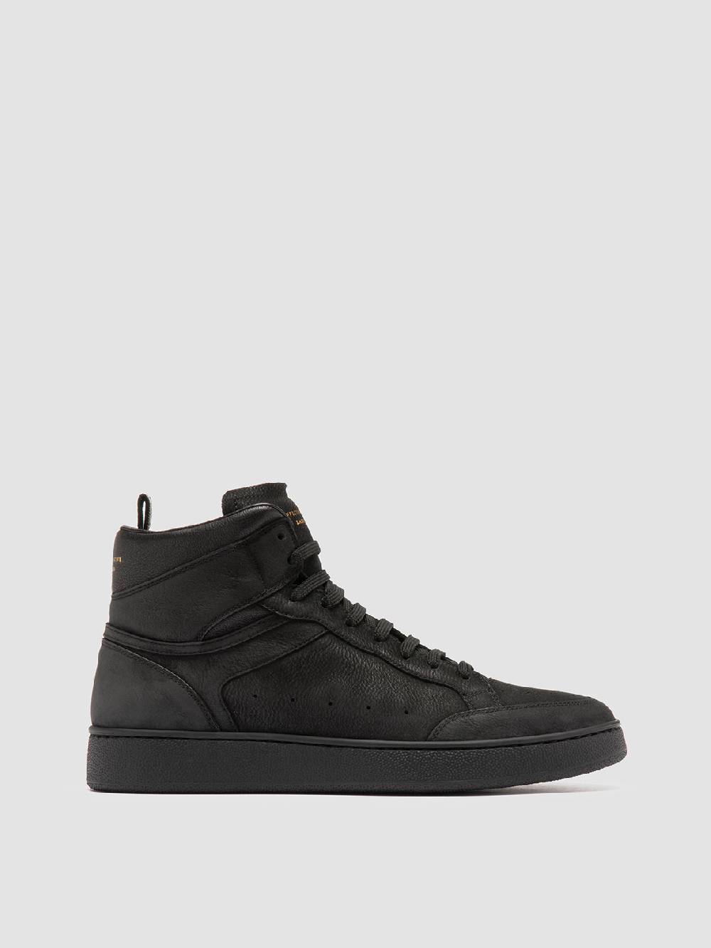 Officine Creative THE ANSWER 004 Sneaker Alte in Camoscio e Pelle Nera